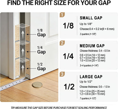 Silicone Weather Stripping Door Seal, 20FT Self Adhesive D Shaped Door Seal Strip for Door Frame, Door Insulation Strip Window Seal, W:1 in; H:1 in; 20Feet