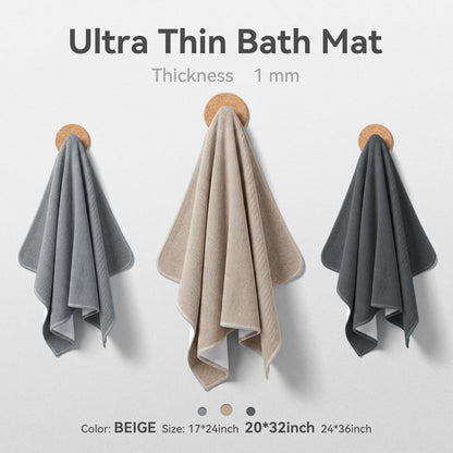MontVoo Ultra Thin Bath Mat, Super Absorbent Bathroom Mat, Quick Drying Bath Rugs for Bathroom, Machine Washable Non-Slip Bathroom Rug Front of Bathtub, RV, Shower Room, Sink, (17x24, Grey, 1Pack)
