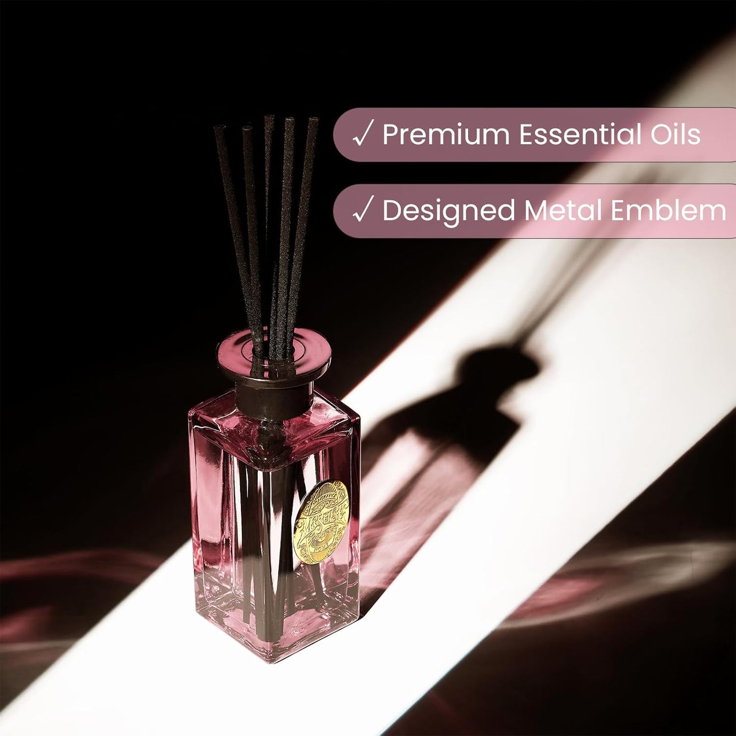 M&SENSE 6.3 oz Large Reed Diffuser Set | Lime+Basil Scent Oil Diffuser with Sticks | Hotel Collection Non-Toxic Home Fragrance |for Bedroom Bathroom Living Room - Colors B