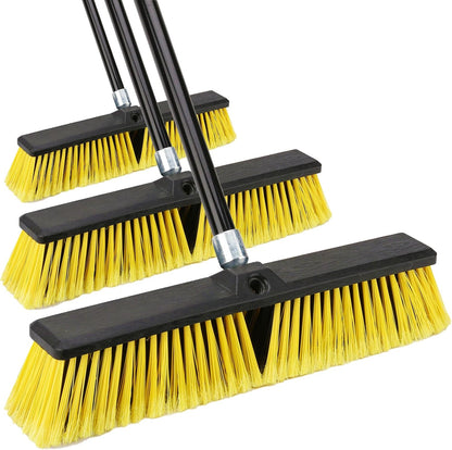 KeFanta 18 Inches Push Broom Outdoor- Heavy Duty Broom with 63" Long Handle for Deck Driveway Garage Yard Patio Warehouse Concrete Floor Cleaning