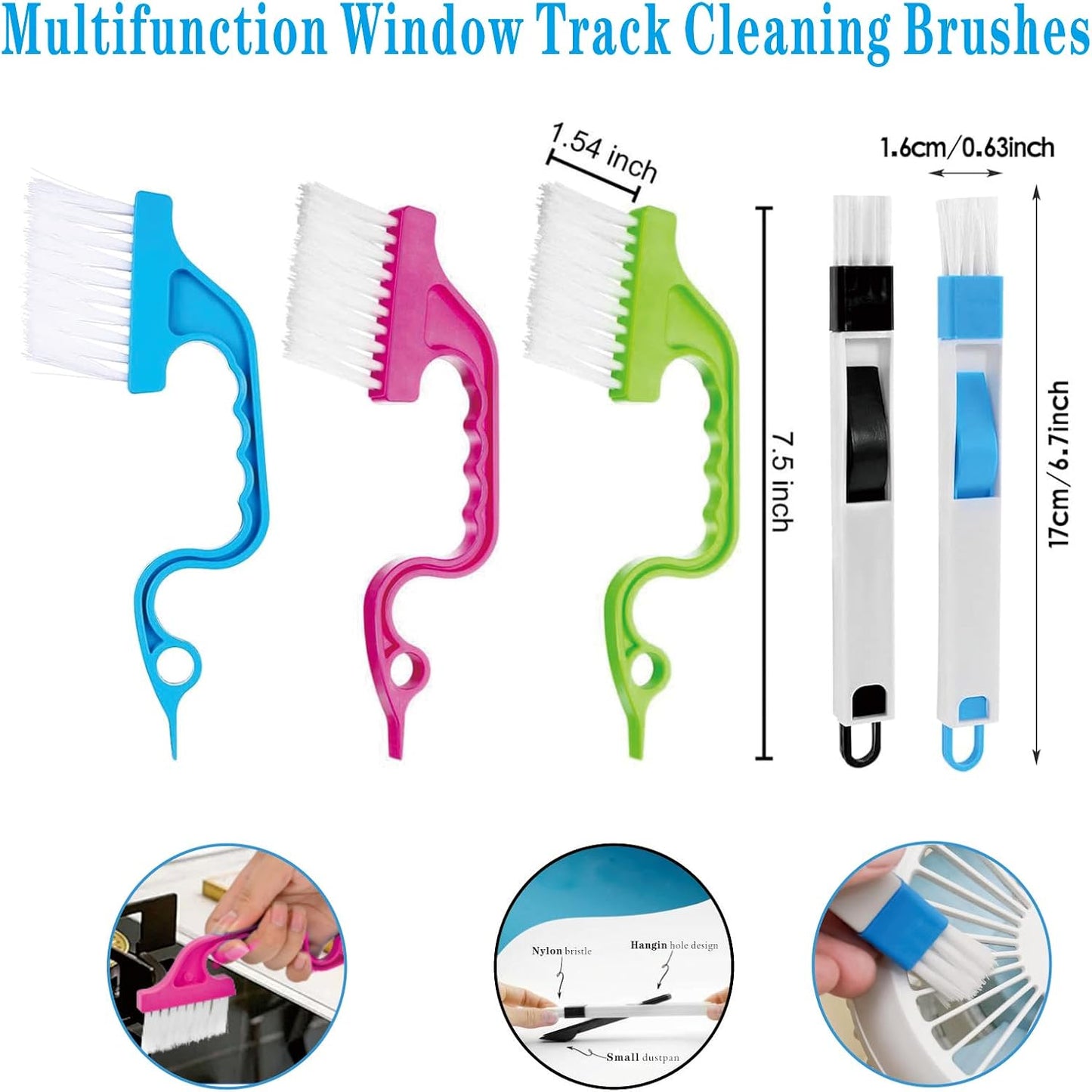 18Pcs Crevice Gap Cleaning Brush,Door Window Track Groove Corner Crevice Cleaning Brushes for Cleaning Window Grooves, Bathroom, Toilet Corner, Kitchen, Faucet, Sink