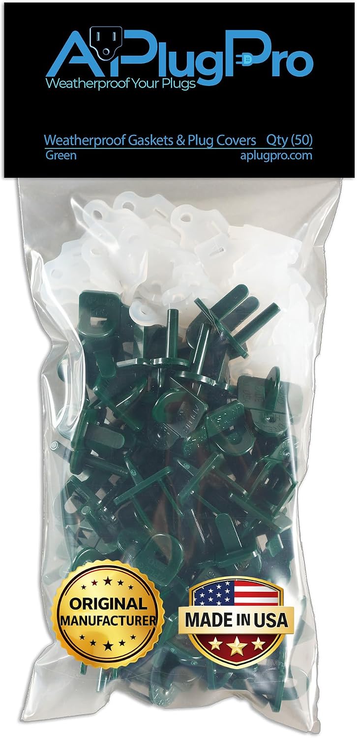 (Set of 10, White0 The Original Weatherproof Gaskets & Plug Covers - Made in USA, Outdoor Waterproof GFCI Protectors, Christmas Light Installation, Extension Cords, Stop GFCIs from Tripping