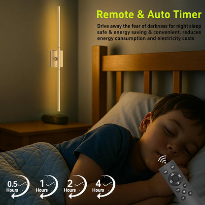 iThird Battery Operated Wall Sconces Set of 2: 10000mAh Rechargeable Wall Lights with Remote Control, 360° Rotate Wireless Wall Scone Decor for TV/Mirror Bedroom Living Room, 31.5 Inch, Black