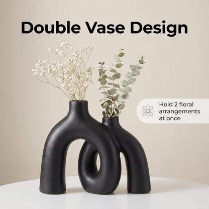 CEMABT Modern Nordic Boho Vase Set - Elegant Beige Matte Ceramic Vase for Living Room, Bookshelf, Mantel, Entryway Table & Console Decor | Home Decor Shelf Decorations Easter Gift