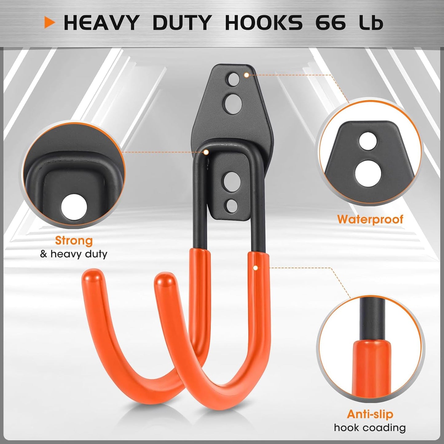 Hose Hanger Wall Mount 2 Pack,Heavy Duty Hose Holder with Screws Metal Hose Hangers for Outside,Hose Rack Suitable for Garage,Garden and Yard,Black