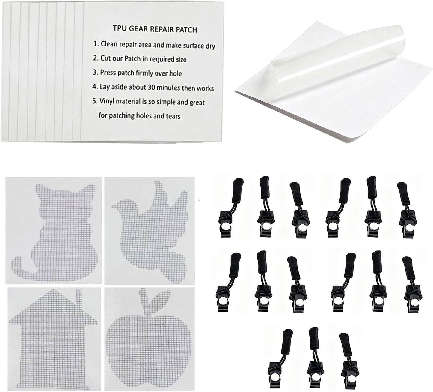 TPU Tent Repair Patches, Mesh Screen Repair Stickers, Practical Repair Kits | Self-Adhesive, Quick & Easy to Use, Ideal for Repairing Tents, Raincoats, Inflatables, Mosquito Nets & Window Screens