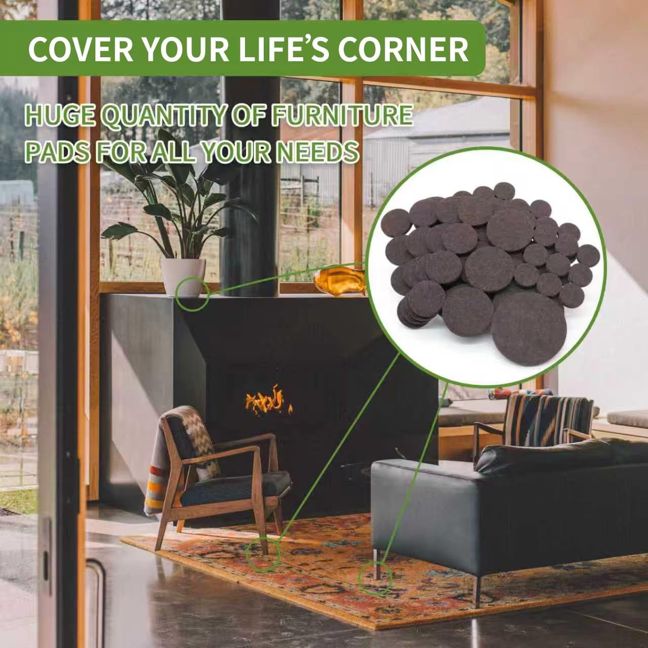 Felt Furniture Pads for Hardwood Floors 48 PCS, Furniture Pads, Floor Protectors for Hardwood Floors, Felt Pads for Furniture, Round, Dark Brown