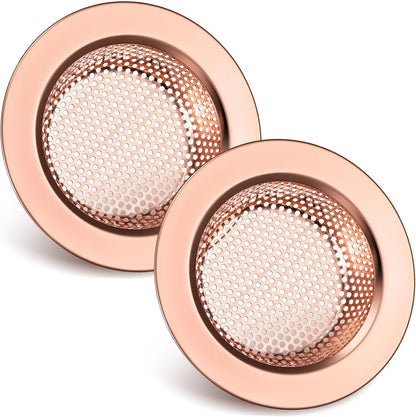 Retisee 2 Pcs Sink Strainer Stainless Steel Kitchen Sink Drain Strainer Basket Cover Mesh Hair Food Catcher, Large Wide Rim of 4.4 Diameter(Brushed Silver)
