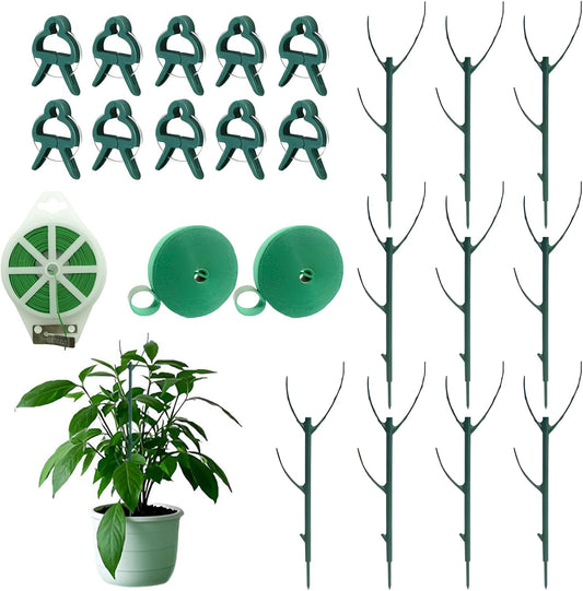 10 Pack Stackable Plant Support Stakes, Adjustable Moss Pole | For Tall Potted Plants, Garden Climbing Stakes, Indoor & Outdoor, Climbing & Trailing Plants, Heavy Plants