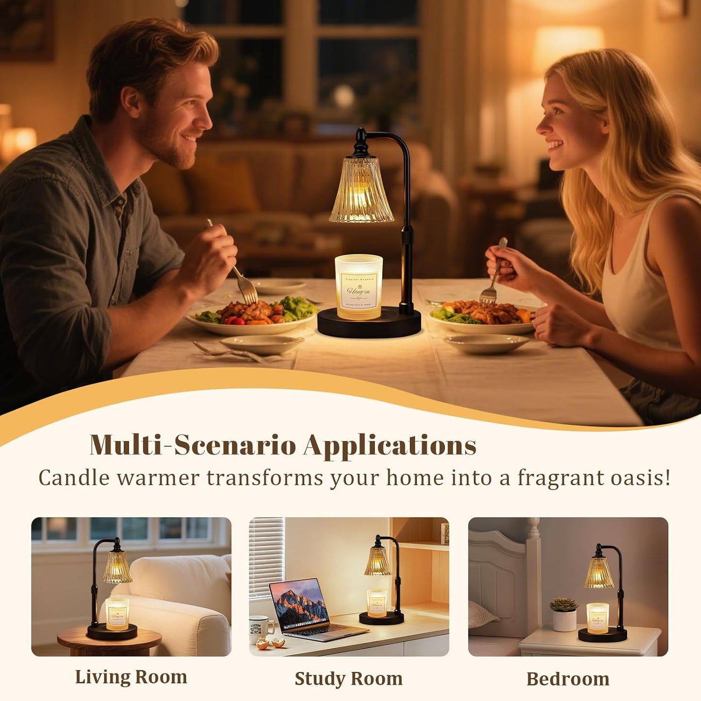 Candle Warmer Lamp with Timer Dimmable,Birthday Gifts for Women Mom Sister,Adjustable Height Wax Melt Warmer for Jar Candles,House Warming Gifts New Home,Ideal for Office,Dorm,Bedroom Home Decor