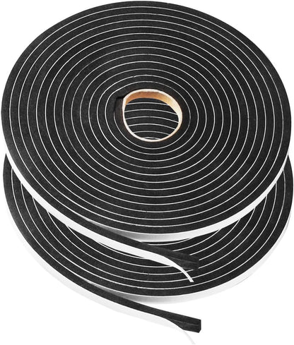 Seal Foam Tape,1/2 Inch W x 1/8 Inch T Weather Stripping for Door and Window,High Density Single Sided Closed Cell Door Insulation Weather Strip, 3 Rolls Total 50FT Black