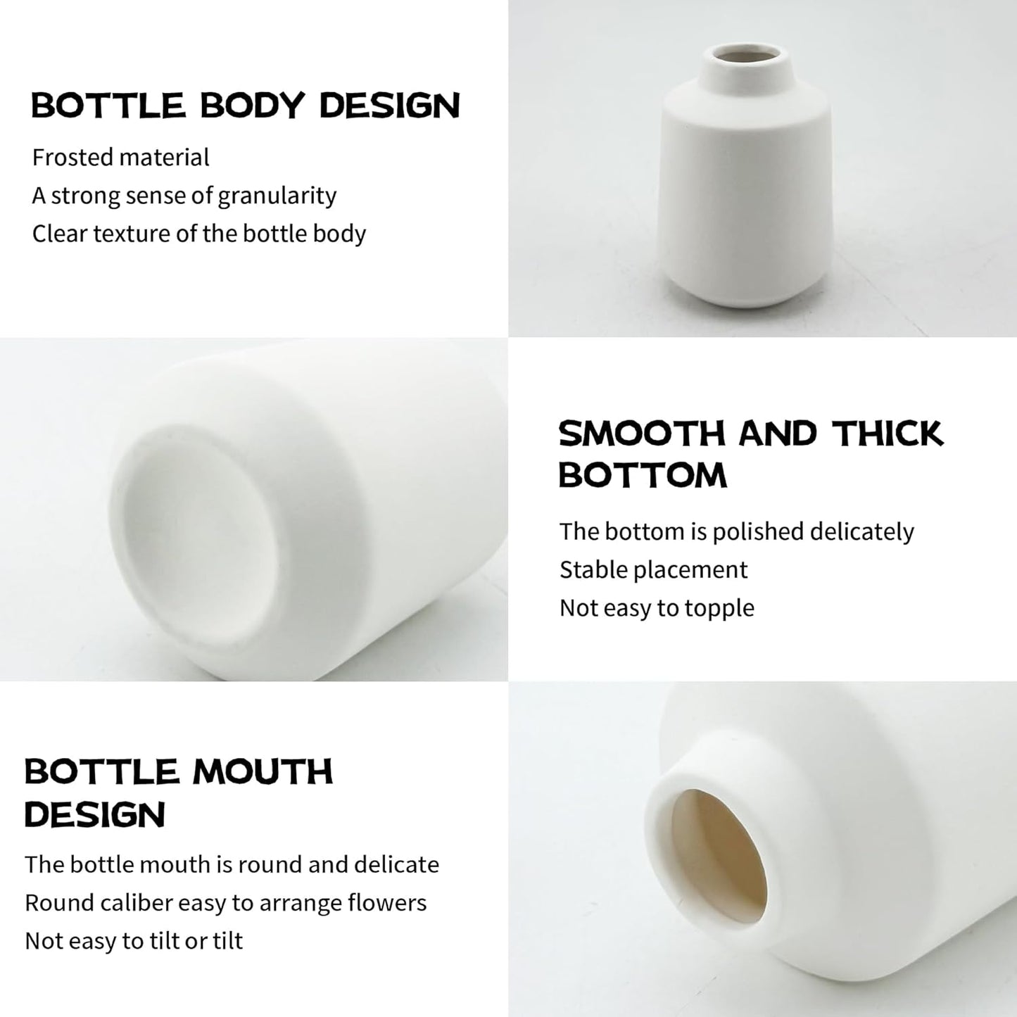 Small White Ceramic Vases Set of 5, Mini Decorative Boho Vases for Flower, Wedding & Home Decor