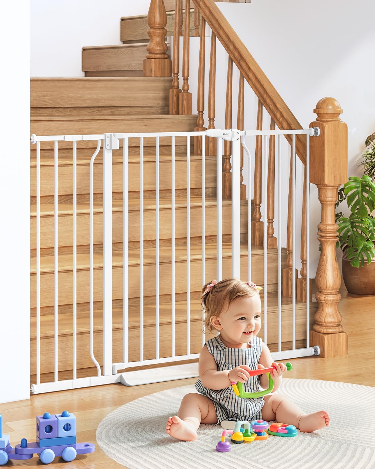 Baby Gate No Drilling, 29"-40" Auto Close Dog Gate Indoor for Doorways & Stairs, Pressure Mounted Adjustable Pet Gate, Easy Walk Through Child Gate for Children & Pets Stroller Friendly, White