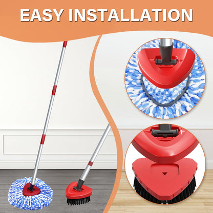 Fatmass 5 Pack Spin Mop Replacement for O Cedar RinseClean 2-Tank System,Include 4 Mop Replace Heads + 1 Upgrade Scrubber Brush, 100% Microfiber Mop Refills Deep Cleaning Machine Washable