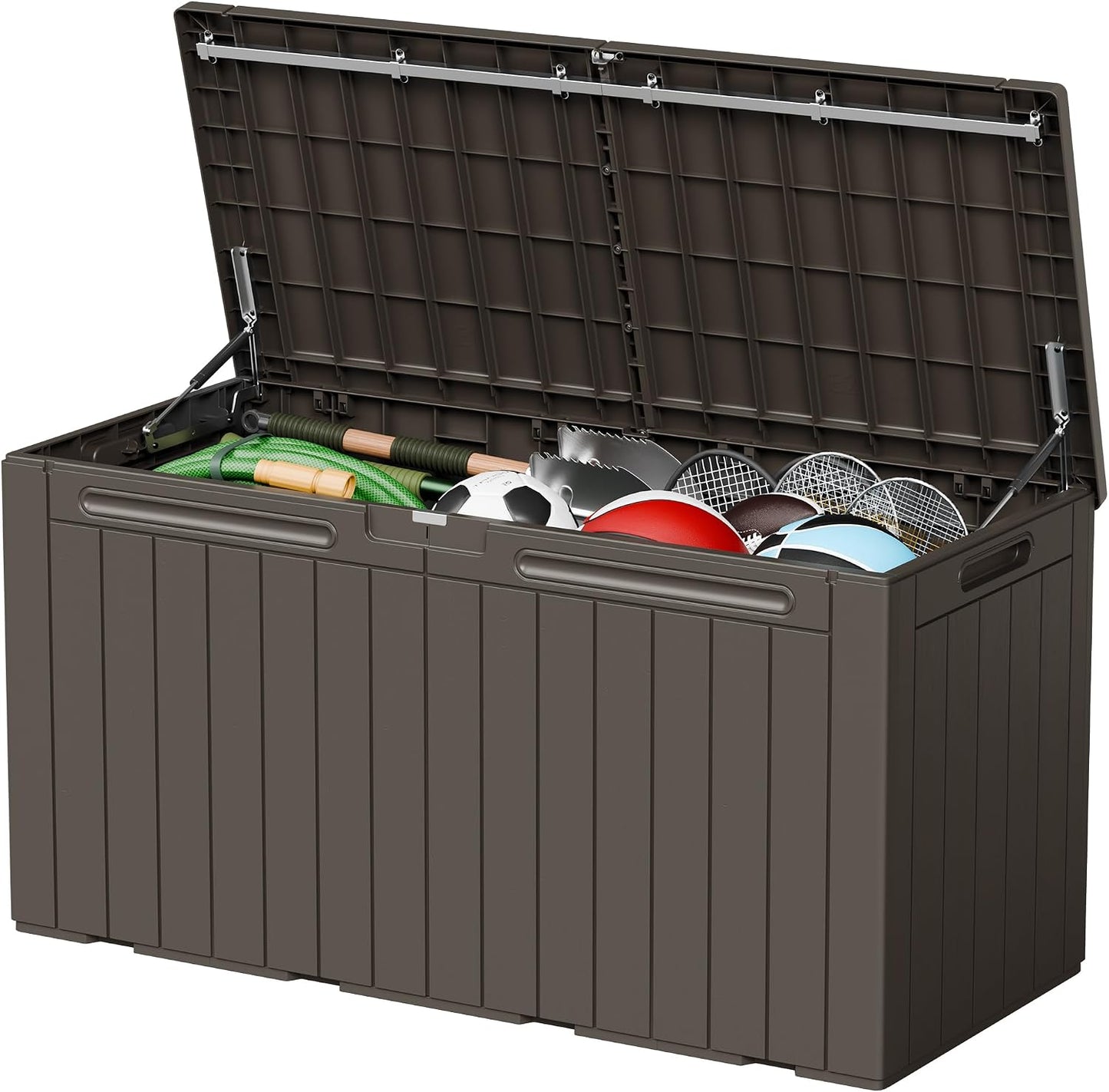 32 Gallon Deck Box Outdoor Indoor Waterproof Storage Box for Patio Furniture, Pool Accessories, Garden Tools, and Cushion Storage, Black