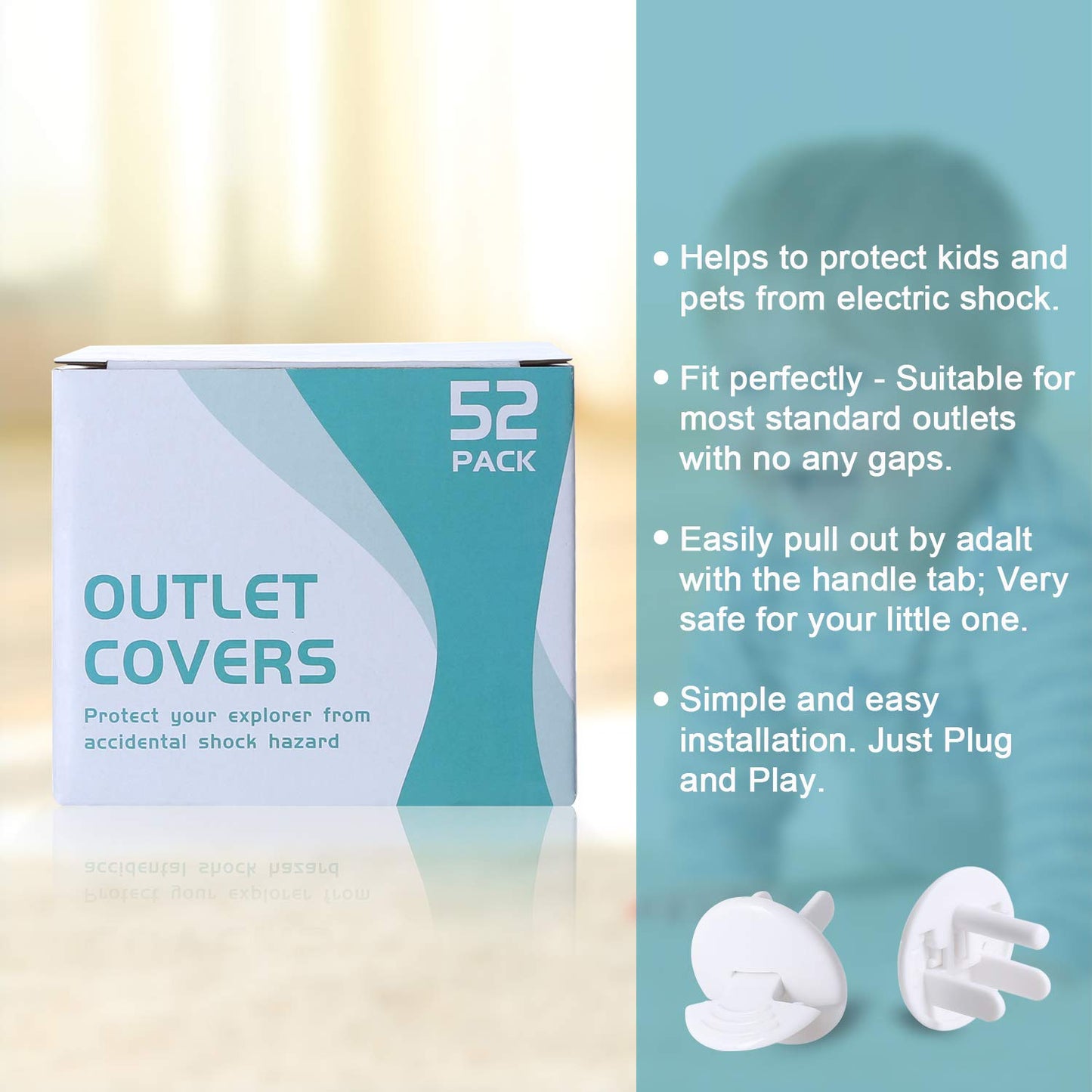 PRObebi Outlet Covers Baby Proofing White - 38 Pack Plug Covers for Electrical Outlets, Child Proof Socket Covers, Baby Safety Products for Home, Office, Easy Insatllation