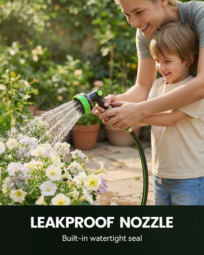 RAINPOINT Garden Hose Nozzle Heavy Duty - 100% Metal Thumb Control Spray Nozzles for Garden Hose High Pressure, 10 Patterns Water Hose Nozzle for Car Wash, Watering Lawn and Pets, Green