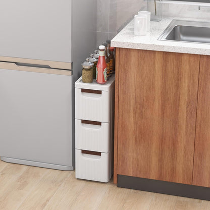 LOKO 6-Drawer Narrow Storage Cabinet, Slim Rolling Cart, Mobile Plastic Cart Container with Pull Handles, Built-in Wheels, for Living Room, Kitchen, Bathroom, Office (7.5"x16.5"x43" (6 Drawer))
