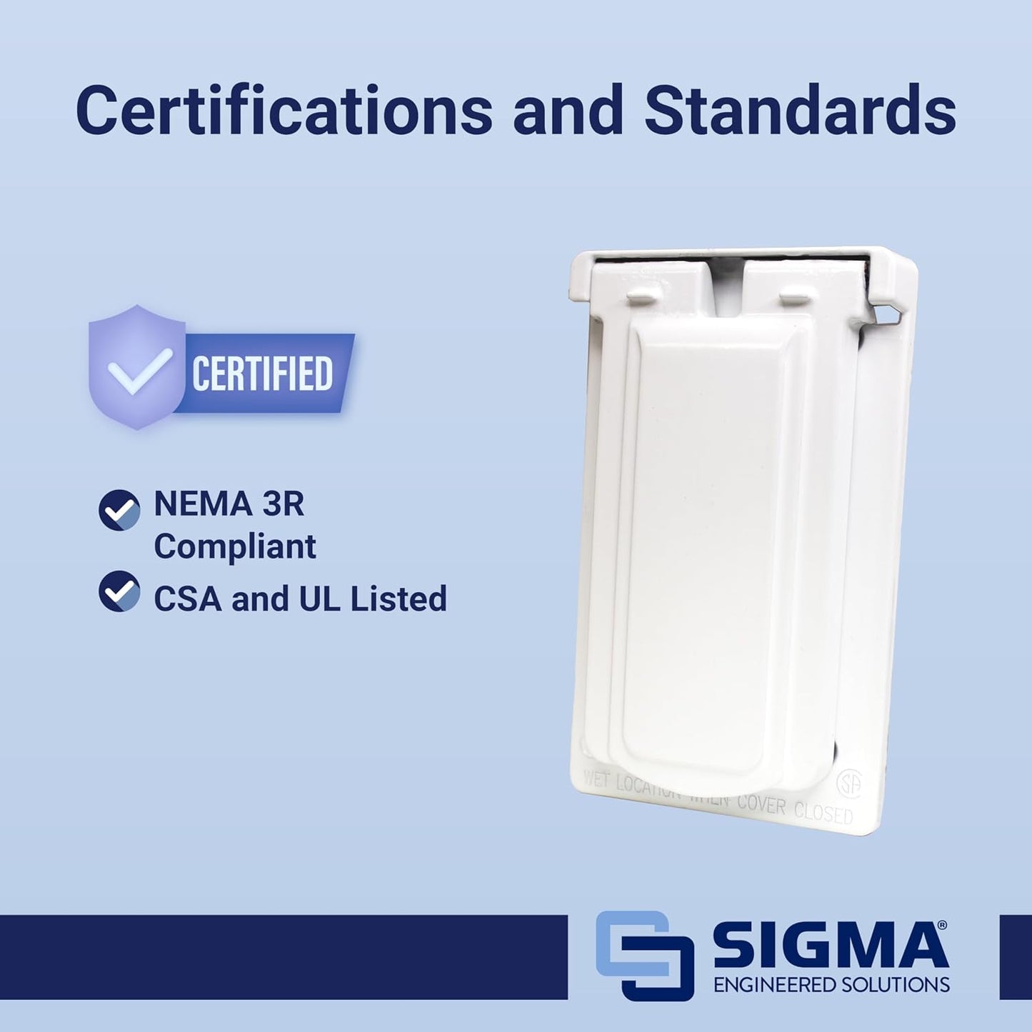 Sigma 14248WH Weatherproof 1-Gang Vertical GFCI Receptacle Cover, WH