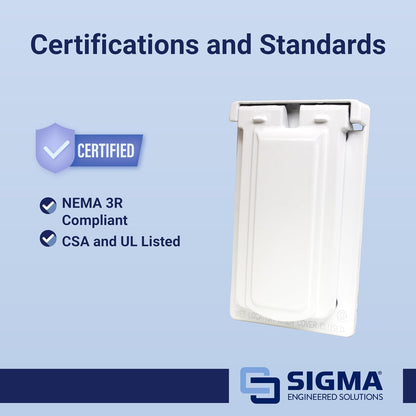 Sigma 14248WH Weatherproof 1-Gang Vertical GFCI Receptacle Cover, WH