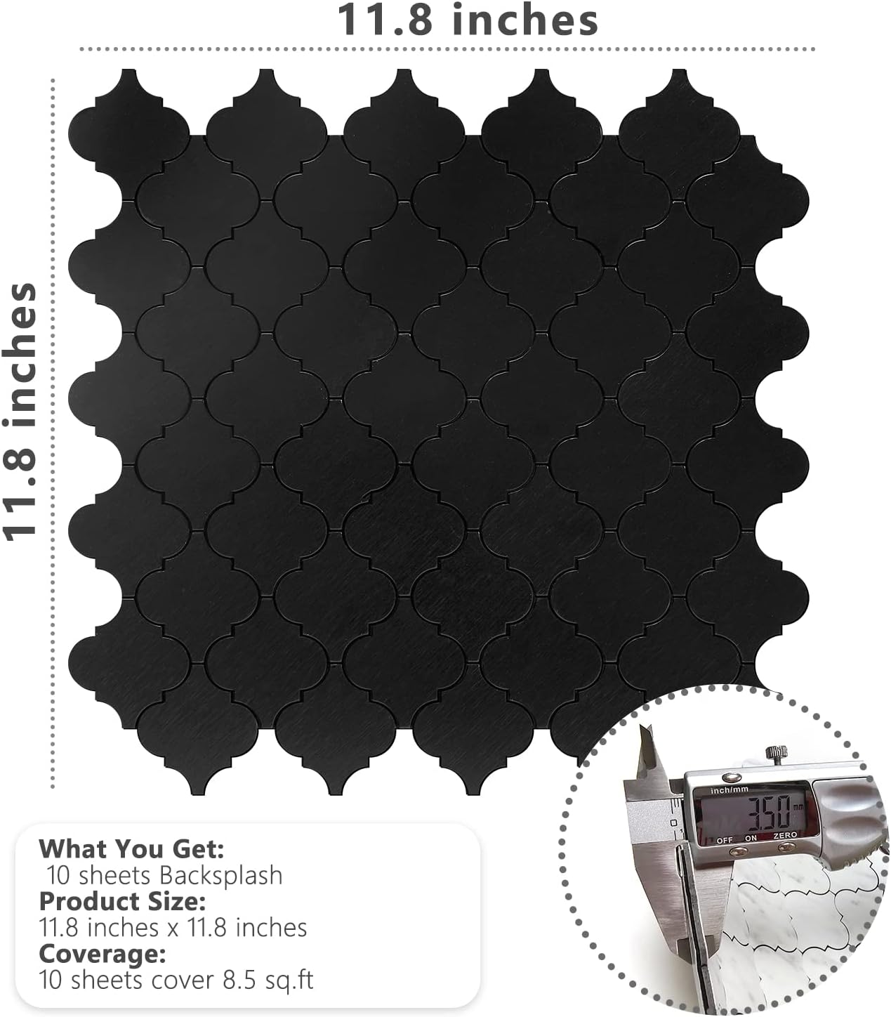 STICKGOO Arabesque Peel and Stick Backsplash Tile, Stick on Backsplash for Kitchen and Bathroom, Beige Marble Look PVC Mixed Metal Aluminum Mosaic Tiles (10 Sheets)