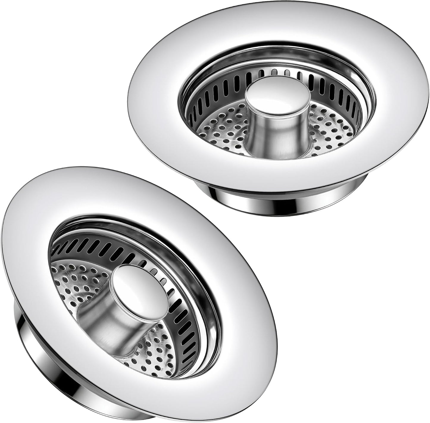 Sink Drain Strainer 3 in 1, 304 Stainless Steel Pop Up Kitchen Sink Stopper with Anti-Clogging Basket, Kitchen Essential Drain Anti-Clog Gadgets, Fits US Standard 3-1/2'' Sink Drain (SUS 304 Brushed)