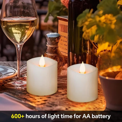 3x4 Flickering Flameless Candles Set of 3,Real Wax Pillar LED Candles,with Timer,4 inch Flameless Candles with Remote,for Party Wedding Holiday Home Decor,Ivory