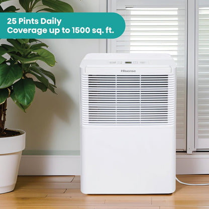 Hisense 25 Pint Small Compact Portable Dehumidifier, Energy Efficient Quiet Humidity Absorber Moisture Extractor for Bathroom Bedroom Room Garage Attic Home Crawl Space Closet