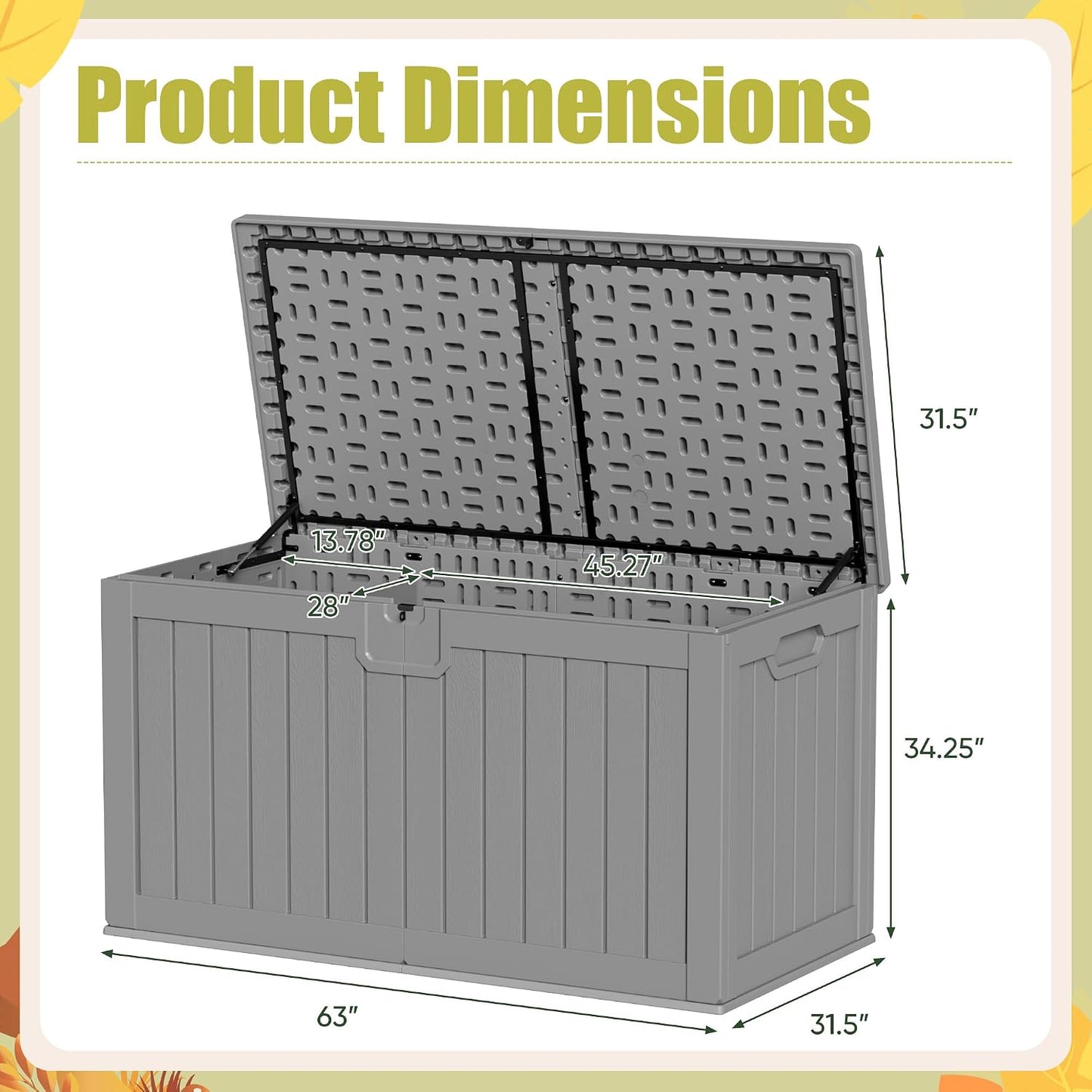 Devoko 30 Gallon Resin Deck Box Waterproof Outdoor Storage Box for Patio Furniture Pool Accessories Indoor Storage for Cushion Garden Tools (30 Gallon, Black)