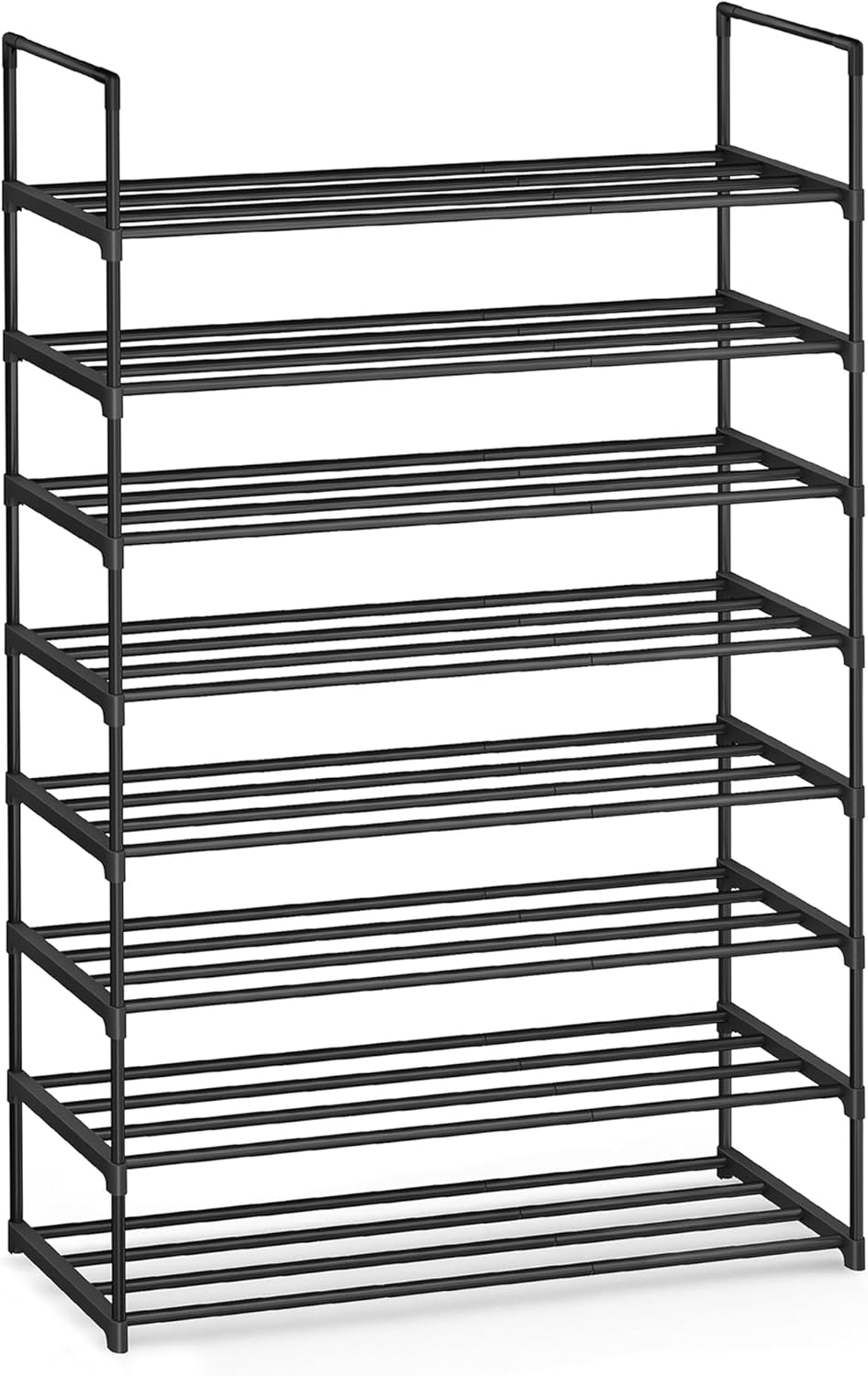 SONGMICS Shoe Rack, 6-Tier Shoe Organizer, Metal Storage Shelf, Upright or Upside Down, for 24-30 Pairs, Stackable, for Entryway, 11.8 x 36.2 x 42.7 Inches, Black ULSA306BH01