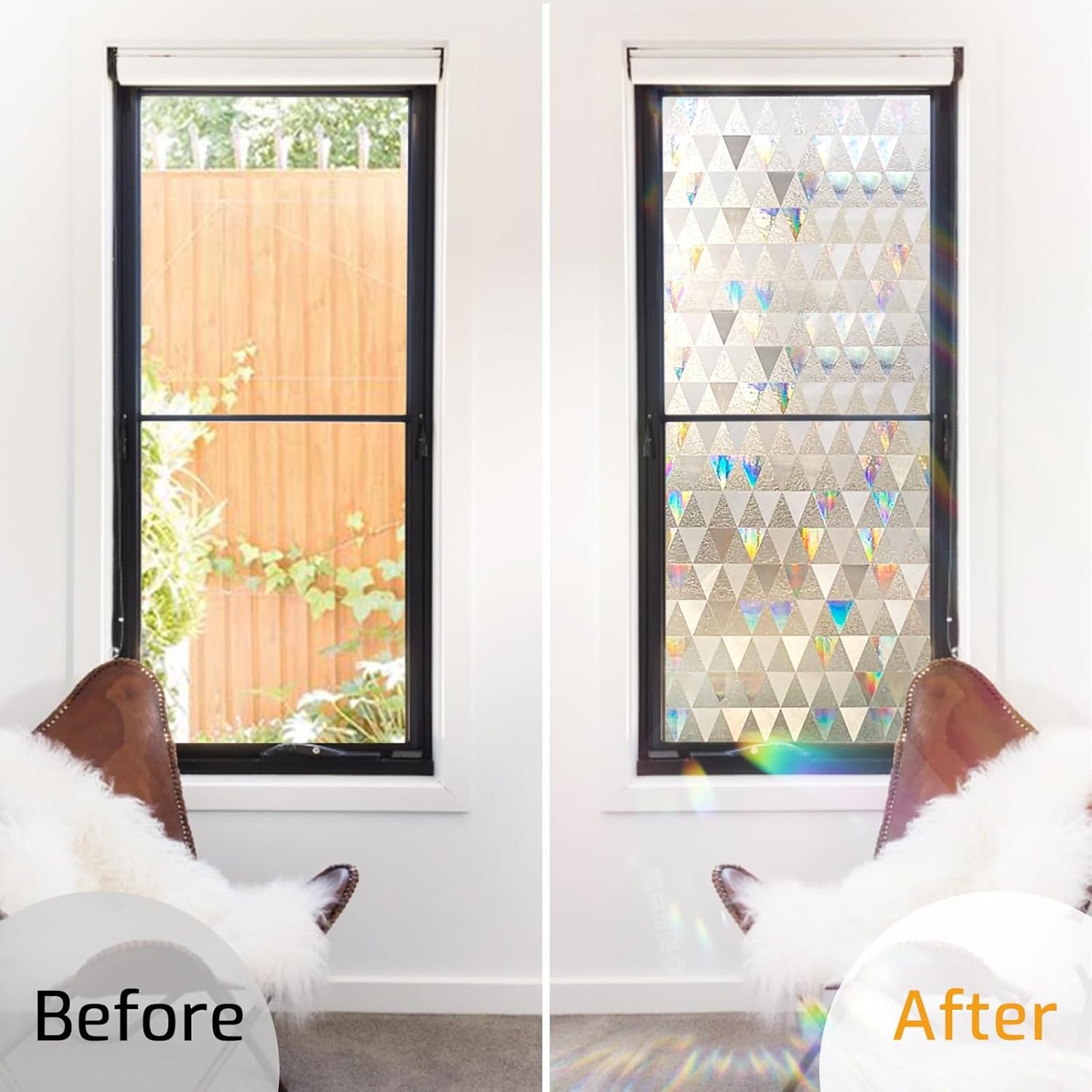 LUTE Window Privacy Film, Frosted Glass Window Film for Bathroom, Static Cling Removable Heat Control Glass Coverings, Non Adhesive Opaque Door Sticker for Home Office (Pure, 17.5" x 78.7")