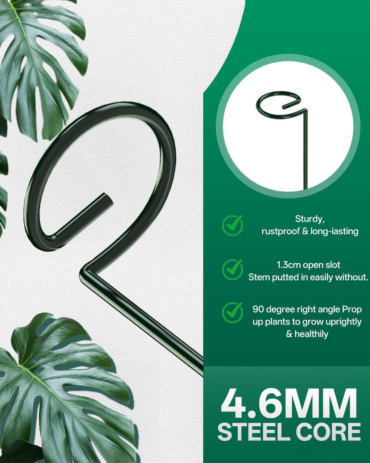 12 Pack 16 In Metal Plant Stakes, Plant Support Stakes with 15 Twist Ties | Plant Supports, Flower Stakes for Indoor Outdoor Plants, Peony, Tomato Seedling, Marigold, Amaryllis, Sapling, Coreopsis