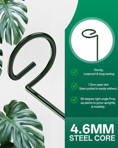 12 Pack 16 In Metal Plant Stakes, Plant Support Stakes with 15 Twist Ties | Plant Supports, Flower Stakes for Indoor Outdoor Plants, Peony, Tomato Seedling, Marigold, Amaryllis, Sapling, Coreopsis