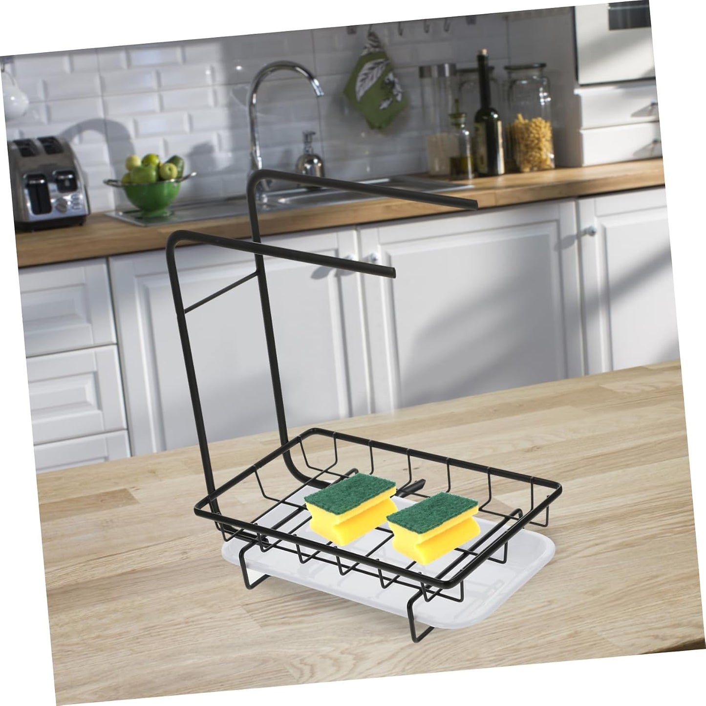 Garneck 1pc Kitchen Sponge Rag Rack Dual-Purpose Desktop Wall-Mounted Storage for Dishcloths Soaps Cleaning Supplies Easy to Clean Breathable Design