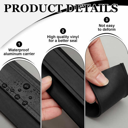 FoldTier 4 Pcs All-Season Door Sweep for Bottom of Door Exterior and Interior, Aluminum Alloy and Rubber, Commercial Weather Stripping Draft Stopper for Threshold Seal (1-3/4 x 36 Inch,Black)