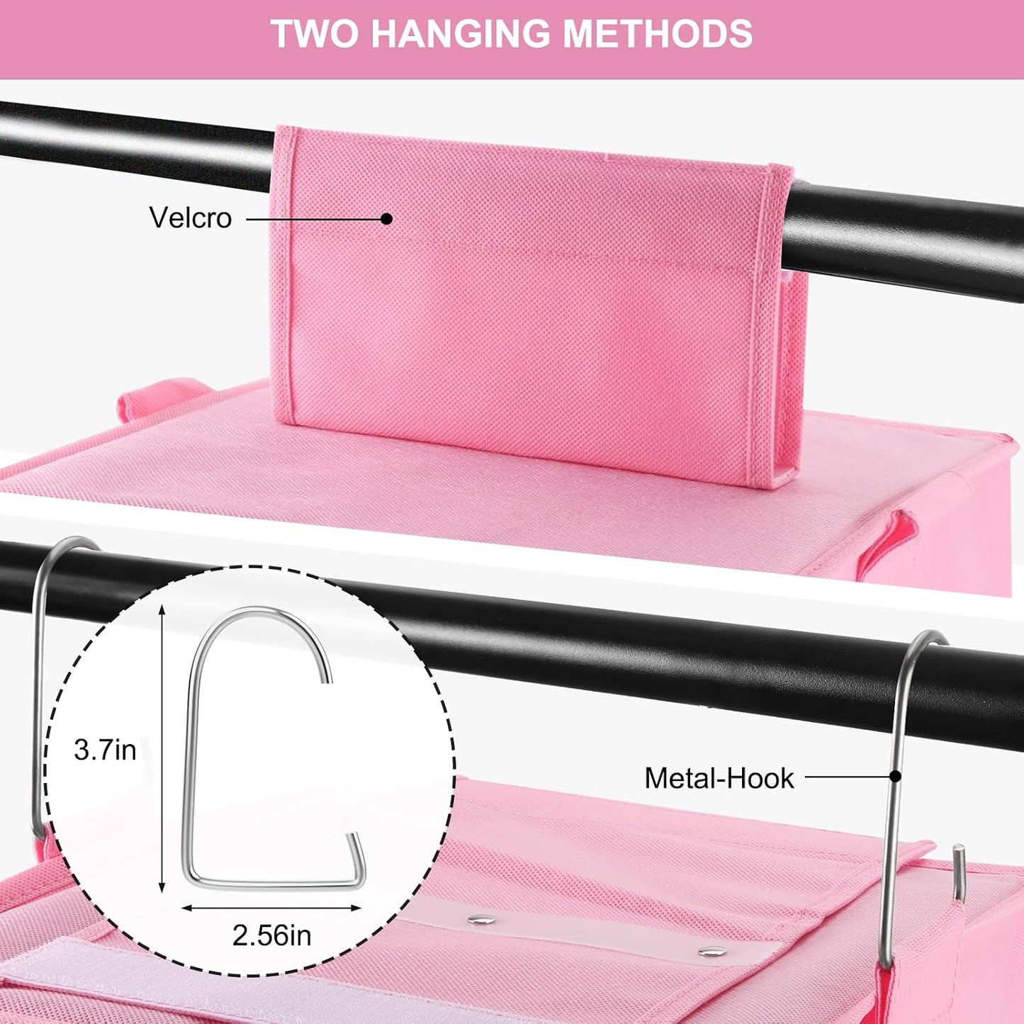 Fixwal 6-Shelf Weekly Clothes Organizer for Kids, Kids Daily Shelf Hanging Closet Organizer with 6 Side Pockets, Days of The Week Hanging Storage Shelves (Pink)