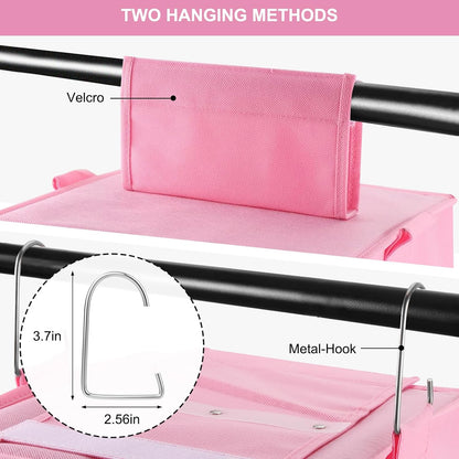Fixwal 6-Shelf Weekly Clothes Organizer for Kids, Kids Daily Shelf Hanging Closet Organizer with 6 Side Pockets, Days of The Week Hanging Storage Shelves (Pink)