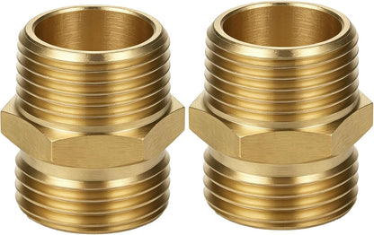 Garden Water Hose Splitter - RV Water Splitter 2 Way Heavy Duty Brass Spigot Hose Splitter - Outdoor Y Hose Bib 2 Valves with 2 Extra Rubber Washers for 3/4" Hose Connector (Blue)