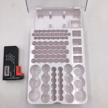 The Battery Storage Case,Organizer with Hinged Clear Cover, with Battery Tester, Holds 93 Batteries Various Sizes, Black