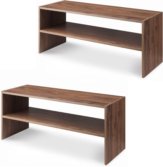 Whitmor Wood Stackable 2-Shelf Shoe Rack, White, 24 inches