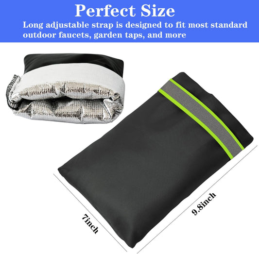 Outdoor Faucet Covers for Winter Freeze Protection, 7”W x 9.8”H Reusable Thicker Hose Bib Insulation Cover Waterproof & Frost Free Outside Spigot Cover Winter Insulated Covers with Reflective Strips