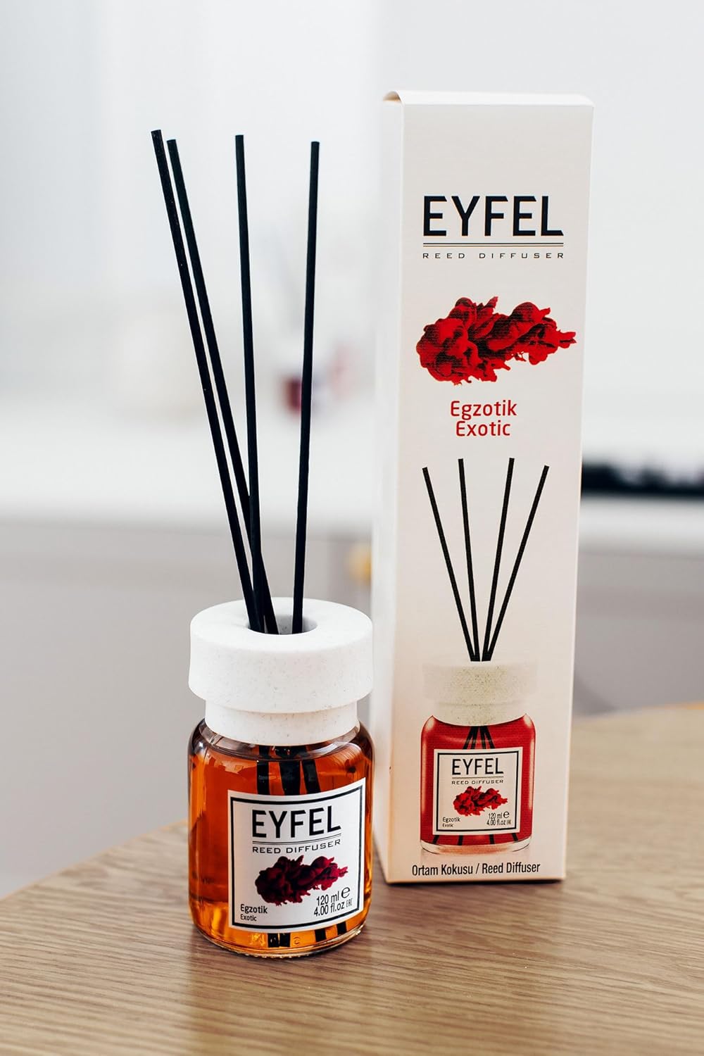 EYFEL Reed Diffuser Set - Caramel Scent 4.05 fl oz Oil with Sticks for Home and Bathroom - Fragrance and Decor