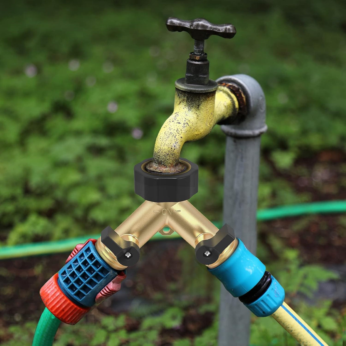 Twinkle Star 2 Way Garden Hose Splitter 3/4" GHT | Hose Y Splitter, Brass Dual Hose Splitter Leak-free