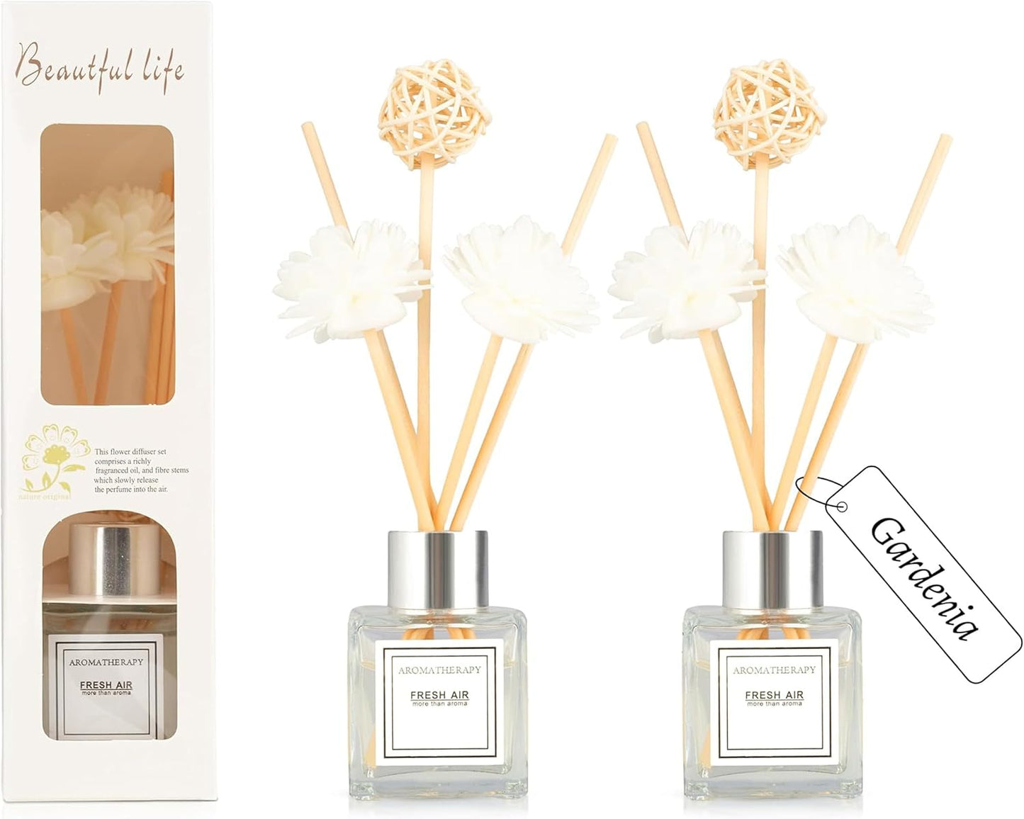 Reed Diffuser Set, 1.7 fl oz Scent Diffuser with Sticks, Freesia Scent for Bathroom Accessories Shelf Decor, Air Fresheners for Home, Home Fragrance Products, House Office Room Decor Aesthetic Gift