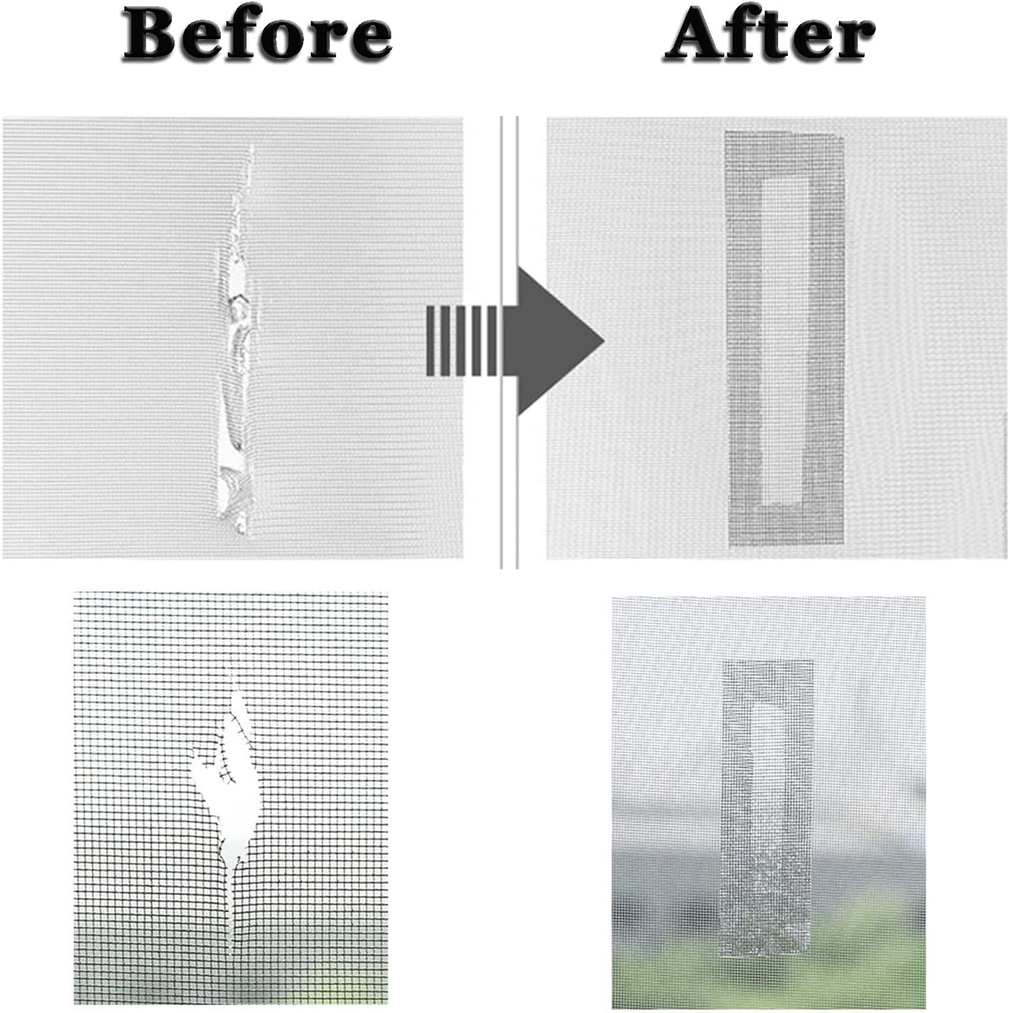 2PCS Window Screen Repair Kit Sticky Fine Screen Mesh Patch Repair Kit, Screen Repair Kit, Screen Tape Mesh Repair - for Windows or Doors (C-White)