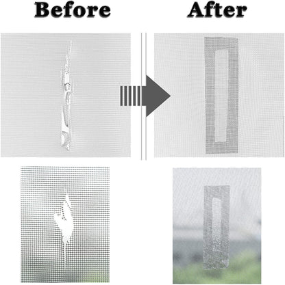 2PCS Window Screen Repair Kit Sticky Fine Screen Mesh Patch Repair Kit, Screen Repair Kit, Screen Tape Mesh Repair - for Windows or Doors (C-White)