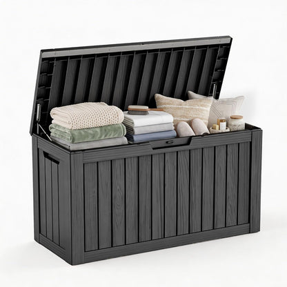Package Delivery Box, Lockable Resin Outdoor Package, Waterproof Deck Box for Porches, Patios, Indoor & Outdoor Use (70 Gallon, Grey)