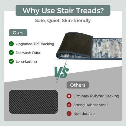 sarben Non Slip Stair Treads for Wooden Steps 15PCS - 8"x30" Indoor Safety Carpet, Edging Mats with TPE Adhesive Backing, Pet and Elderly Friendly Stair Rugs (Taupe) - Colors B
