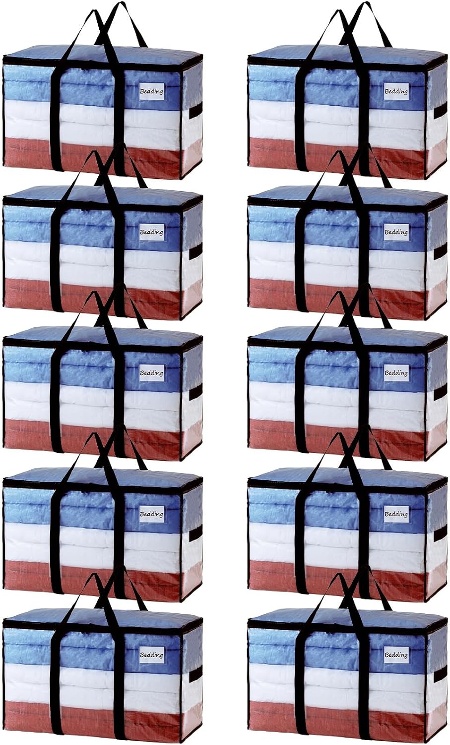 TAILI Extra Large Moving Bags, 4 Pack Blue Heavy Duty Totes For Storage with Visible Window, Wrap Around Handles, Storage Bags for Space Saving, Alternative to Moving Boxes