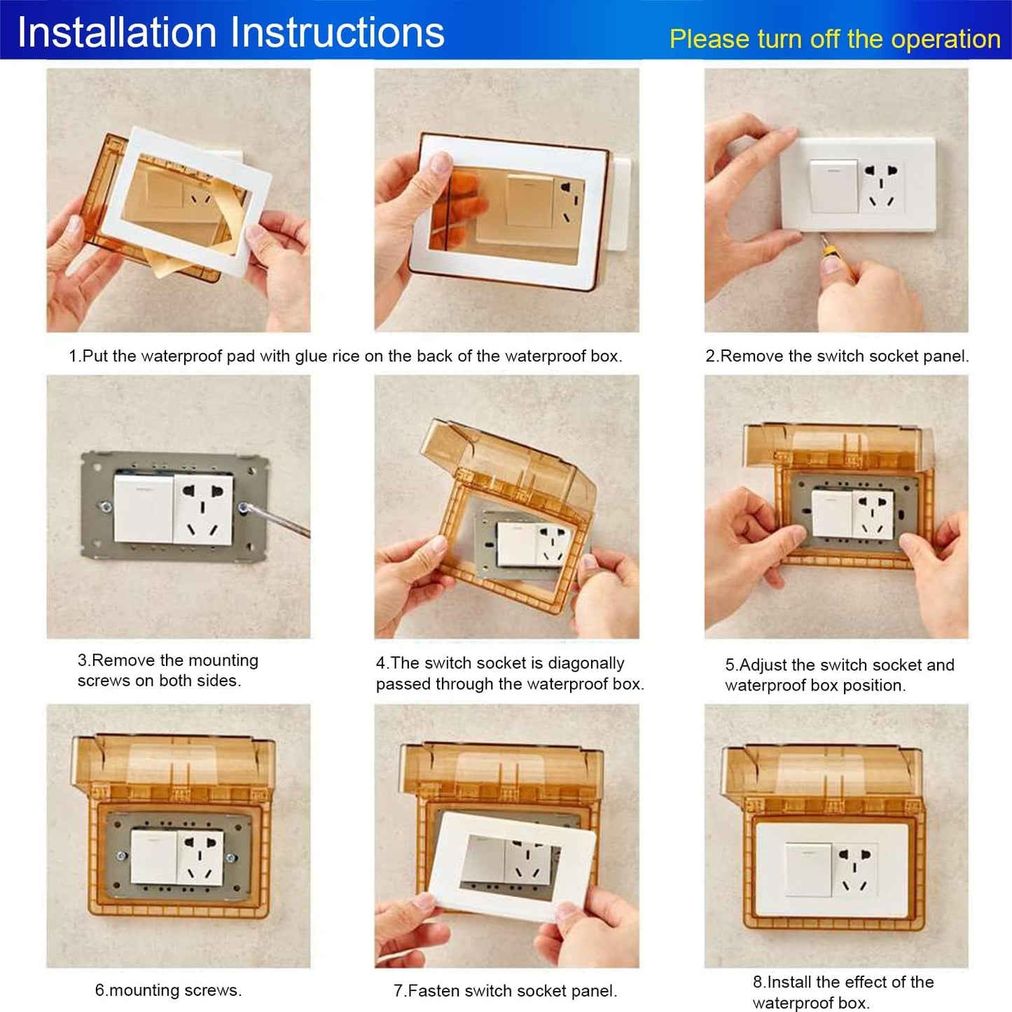 Fielect 2Pcs Weatherproof in Use Outlet Cover Plug Receptacle Protector for Retrofit Siding Construction Transparent 118 Type 210x100x47mm